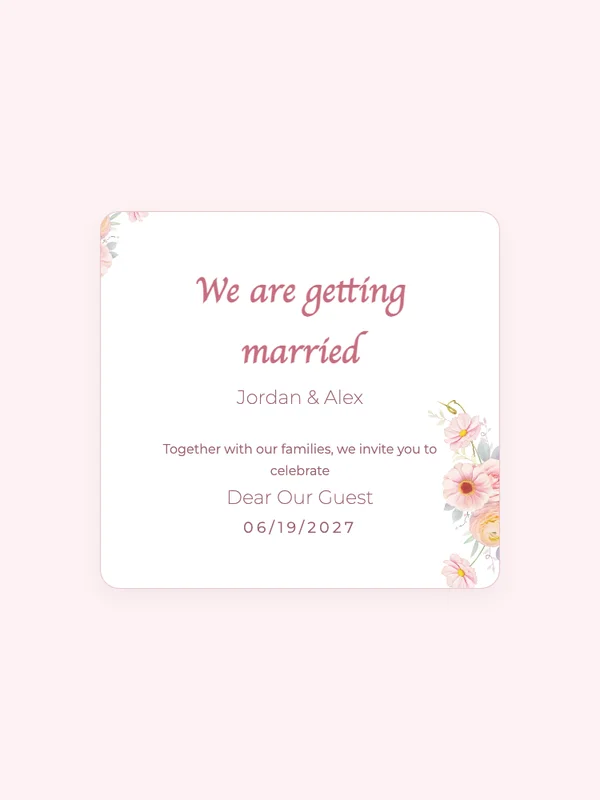Blush Garden wedding invitation template preview