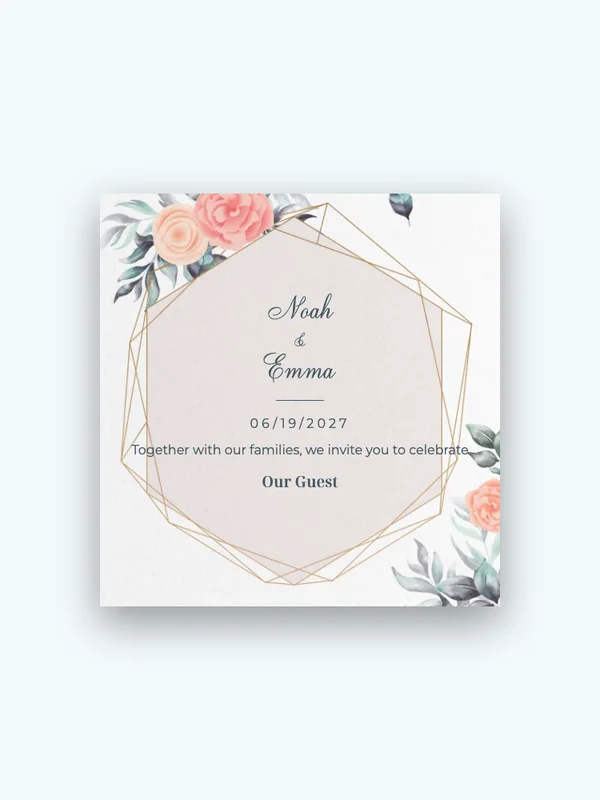 Orchid Garden wedding invitation template preview