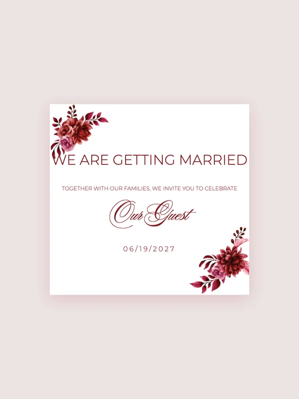 Scarlet Bloom wedding invitation template preview