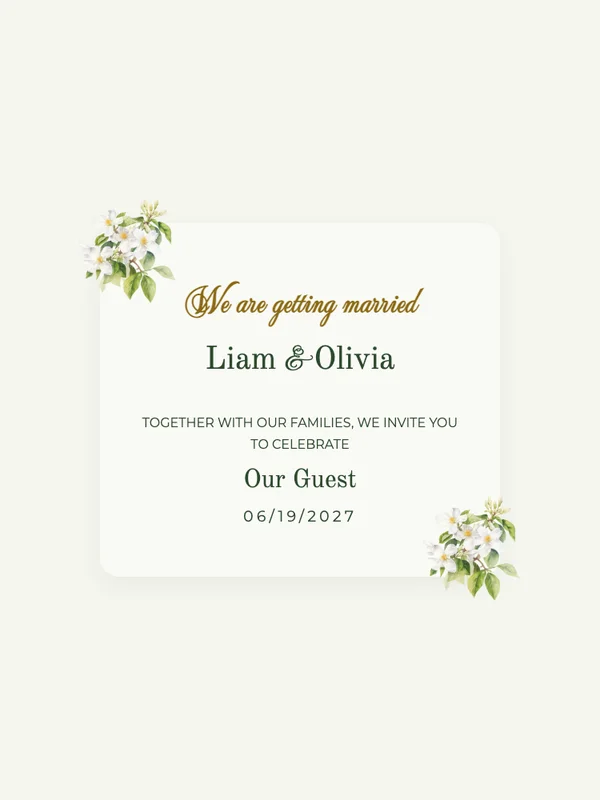 Botanical Green wedding invitation template preview