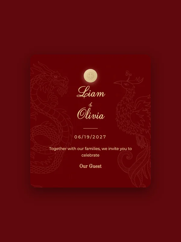 Dragon & Phoenix wedding invitation template preview