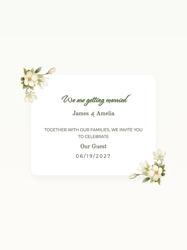 Ivory Blossom wedding invitation template preview