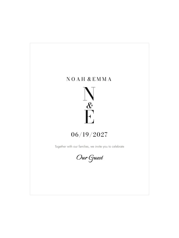 Monochrome wedding invitation template preview
