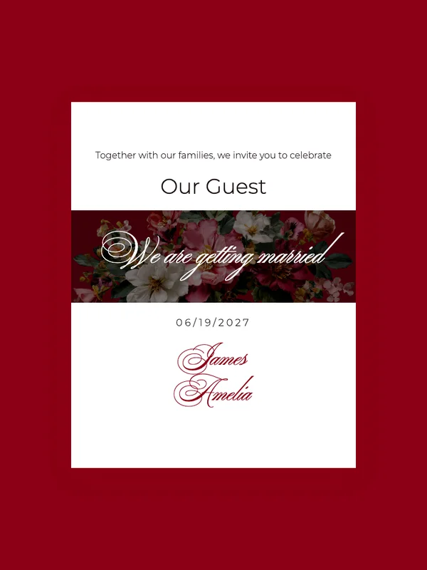 Crimson Rose wedding invitation template preview