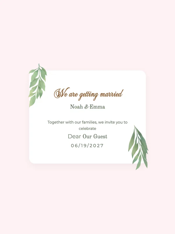 Olive Grove wedding invitation template preview