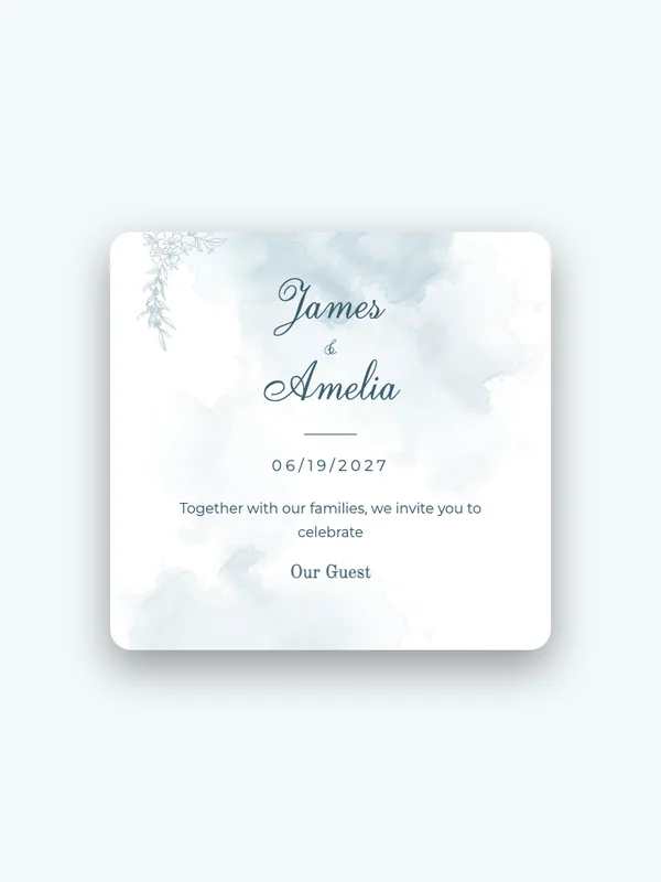 Spring Blue wedding invitation template preview